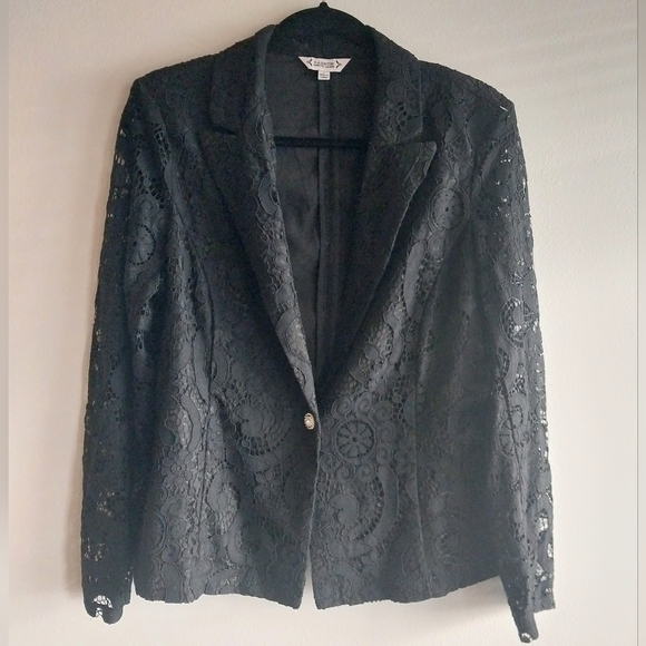 Nanette Lepore Black Lace One Button Blazer - Picture 3 of 10